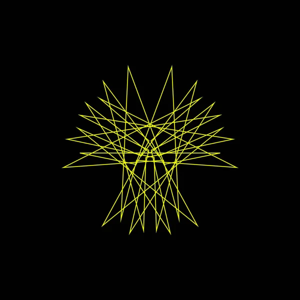 Forma Geométrica Abstrata Das Linhas Isolado Fundo Preto Ilustração Contorno — Vetor de Stock