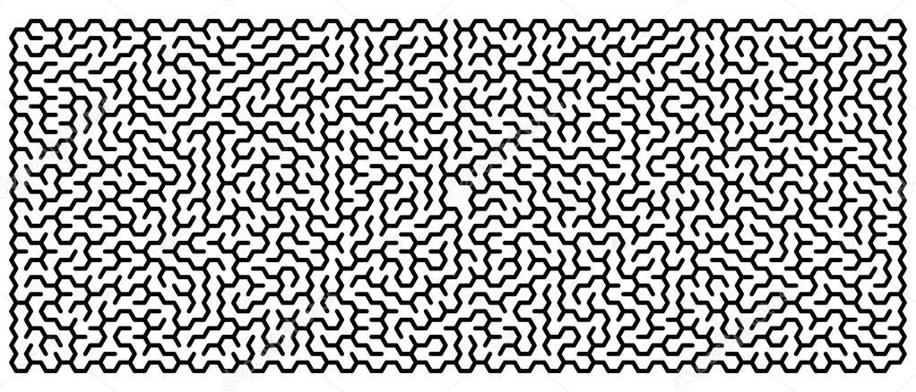 Panoramic hexagonal maze. Vector illustration.