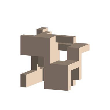 Soyut 3d inşaat. Beyaz arka plan üzerinde izole. Vektör çizim.