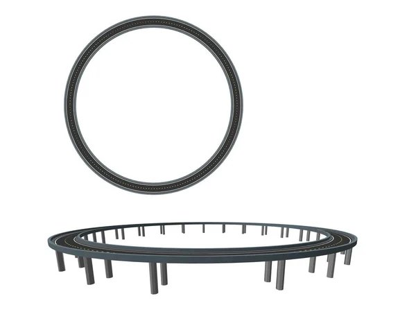 サポート上の円の形で道路 3Dベクトルイラスト 異なる見解 — ストックベクタ