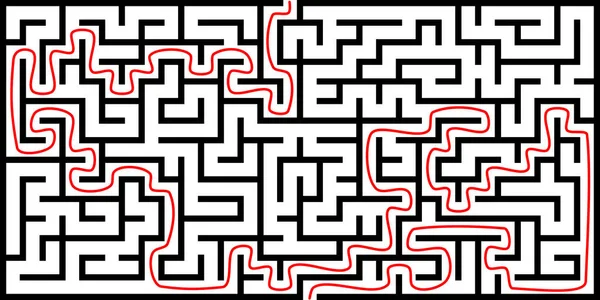 Rectangle Maze Solution Vector Illustration — 스톡 벡터