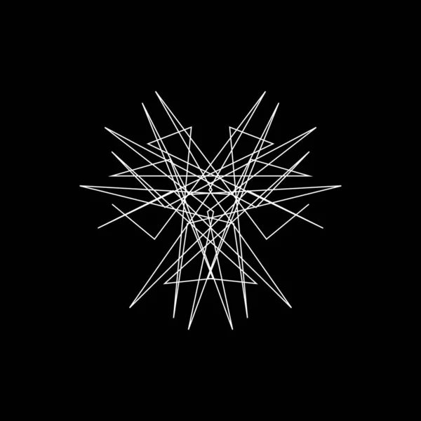 行の抽象的な幾何学的形 黒の背景上に分離 ベクトルの概要図 — ストックベクタ