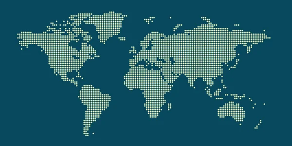 Mapa Del Mundo Píxeles Abstractos Estilo Semitono Ilustración Vectorial — Archivo Imágenes Vectoriales