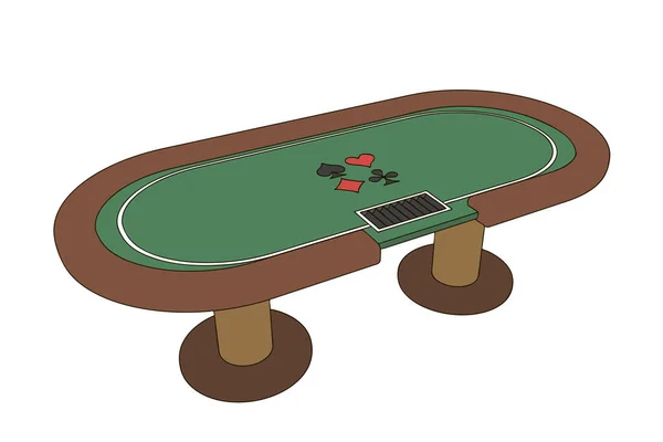 Poker Stůl Izolované Bílém Pozadí Vektorový Obrys Ilustrace — Stockový vektor