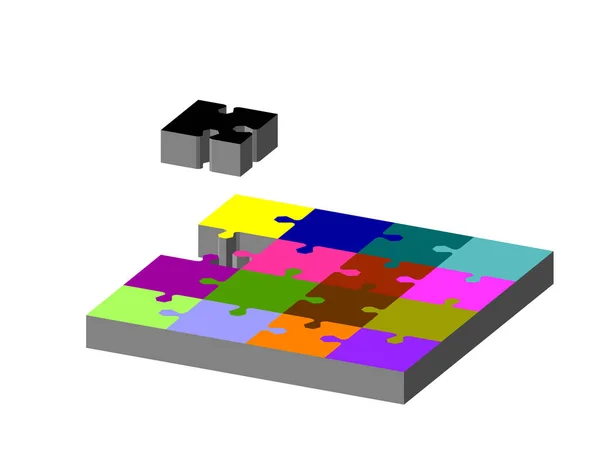 Rompecabezas Desconectado Aislado Sobre Fondo Blanco Vector Ilustración Colorida Proyección — Vector de stock