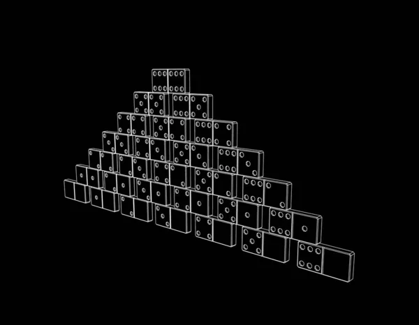 Pyramide Des Dominos Isolé Sur Fond Noir Illustration Vectorielle Des — Image vectorielle