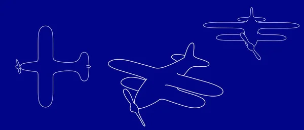 复古飞机矢量概要说明 不同的视图 — 图库矢量图片