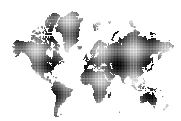 Soyut Piksel Dünya Haritası Yarıton Tarzı Vektör Illüstrasyonu — Stok Vektör