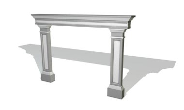 Pilasterların kemeri. Beyaz arka planda izole edilmiş. 3B resimleme.