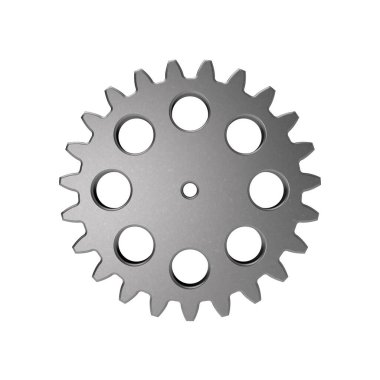 Metalik çark. Beyaz arka planda izole edilmiş. 3B resimleme.