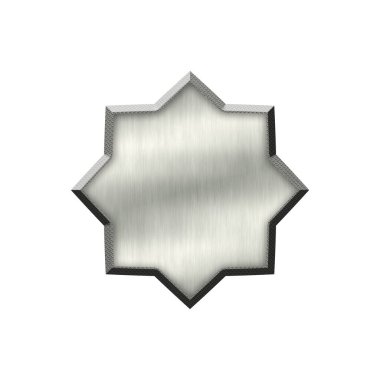 Metalik kenarlı metal rozet. Beyaz arka planda izole edilmiş..