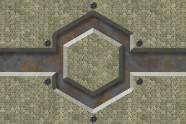 Soyut metal desenli endüstriyel arka plan. 3B resimleme.