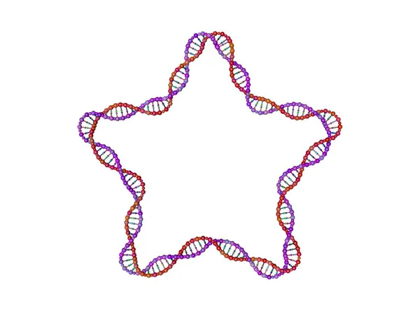 Dna Sträng Form Stjärna Isolerad Vit Bakgrund Rendering Illustration — Stockfoto