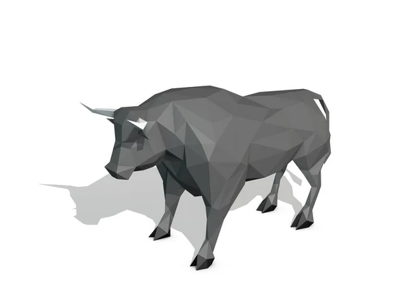 Bull Poligonal Abstrato Isolado Fundo Branco Ilustração Renderização — Fotografia de Stock