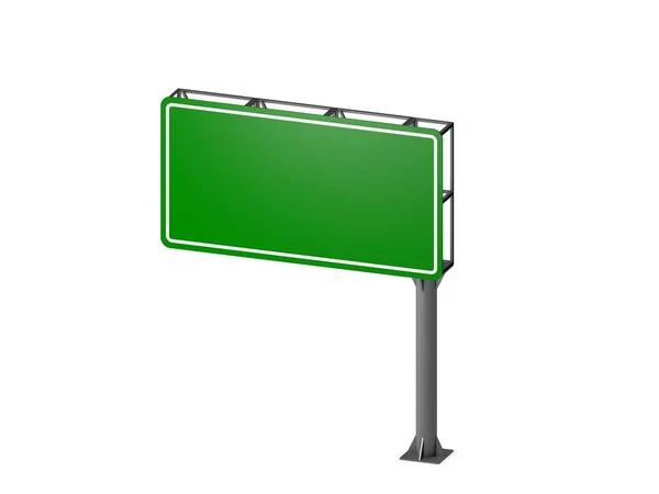 Blank Green Highway Sign Isolated White Background Rendering Illustration Dimetric — Stock Photo, Image