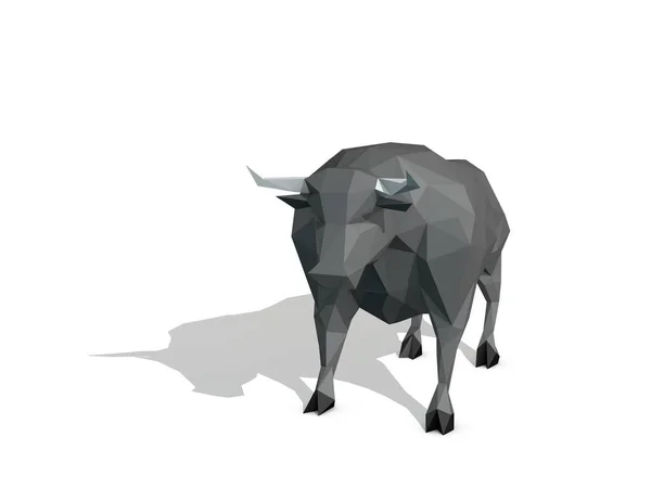 Toro Poligonal Abstracto Aislado Sobre Fondo Blanco Ilustración Representación Vista —  Fotos de Stock