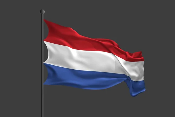 Zwaaiende Vlag Van Nederland Weergave Illustratie — Stockfoto