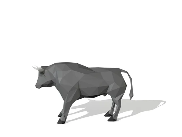 Abstraktní Polygonální Býk Izolované Bílém Pozadí Vykreslování Ilustrace Boční Pohled — Stock fotografie