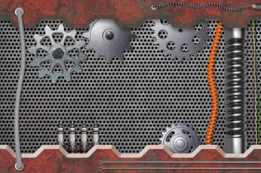 Soyut metal desenli endüstriyel arka plan. 3B resimleme.