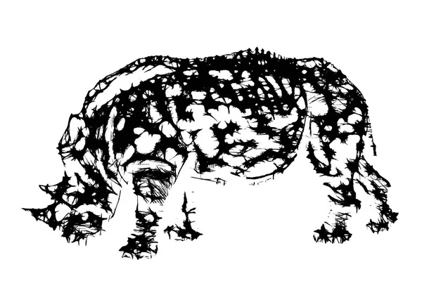 Abstract Rhinoceros Isolated White Background Sketch Illustration — Stock Photo, Image