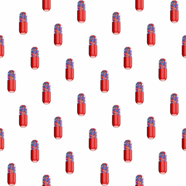 Capsule Pills Background Seamless Pattern Rendering Illustration — Stock Photo, Image