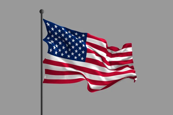 飘扬的美利坚合众国国旗 3D渲染说明 — 图库照片