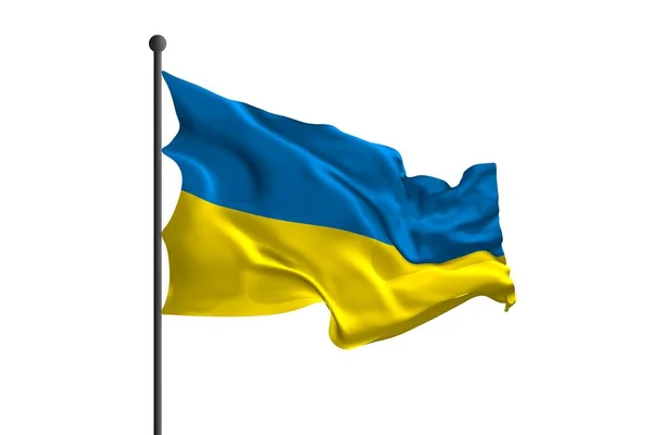 Machająca Flaga Ukrainy Ilustracja Renderowania — Zdjęcie stockowe