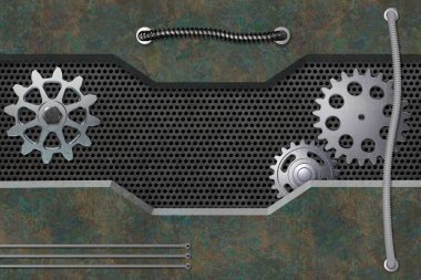 Soyut metal desenli endüstriyel arka plan. 3B resimleme.