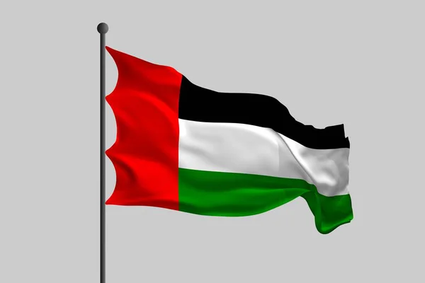飘扬着阿联酋国旗 3D渲染说明 — 图库照片