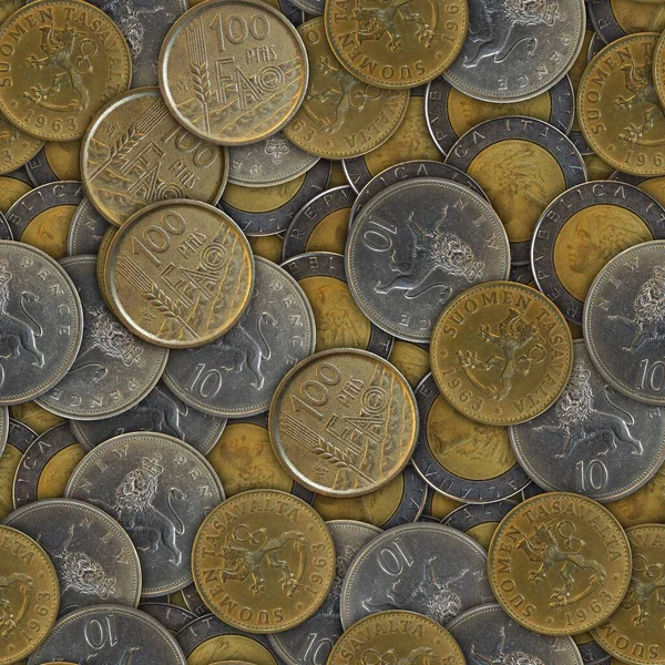 Fondo Diferentes Monedas Patrón Sin Costura —  Fotos de Stock