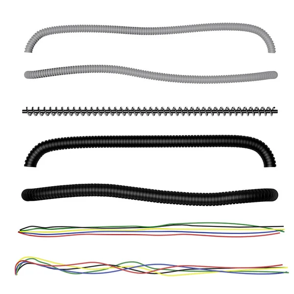 Cables Diferentes Aislado Sobre Fondo Blanco Ilustración Representación —  Fotos de Stock