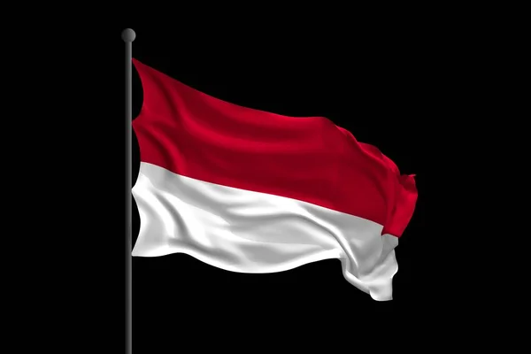 Lambaikan Bendera Indonesia Ilustrasi Render — Stok Foto