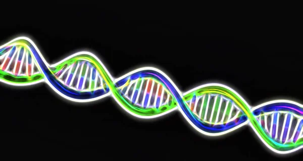 Dna Spiral Isolerad Svart Bakgrund Luminanseffekt Digital Färgstark Illustration — Stockfoto