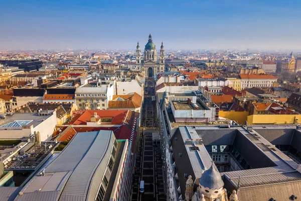 Budapest Magyarország Légi Látképére Kilátást Híres Bazilikához Skyline Budapesti Kék — Stock Fotó