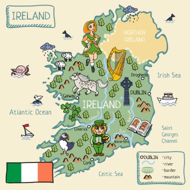İrlanda Haritası çizgi film