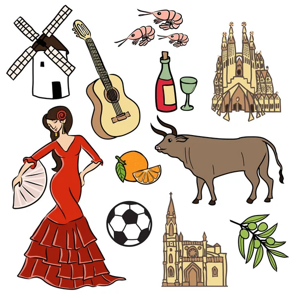 Symboles et signes de l'Espagne — Image vectorielle 