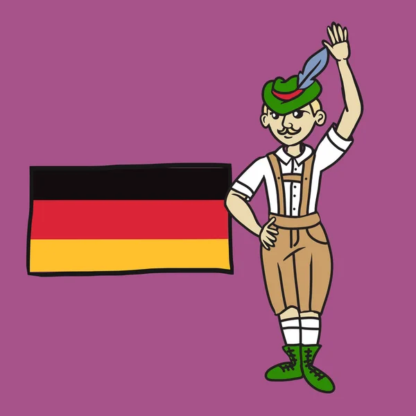Homem alemão com bandeira nacional da Alemanha — Vetor de Stock