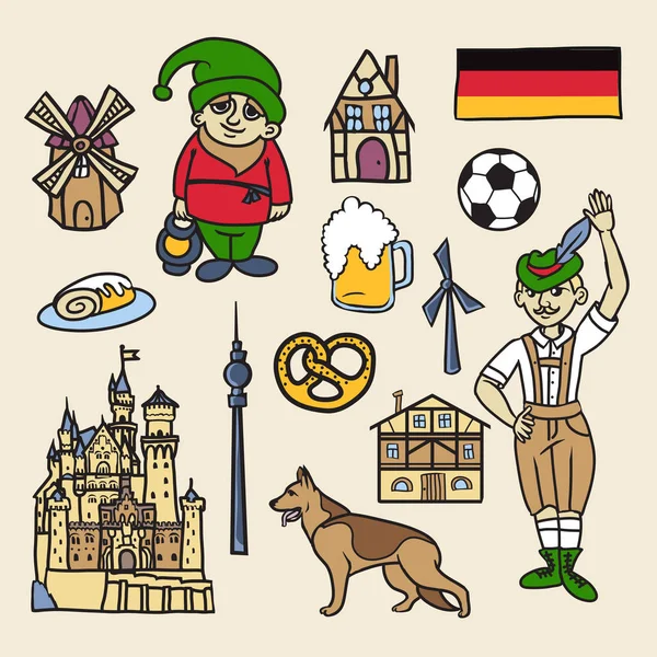 Cartoon-Elemente Symbole Deutschlands — Stockvektor