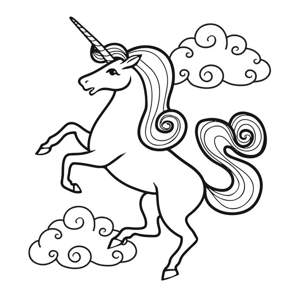 Единорог Облаками Радугой — стоковый вектор