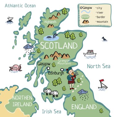 İskoçya Haritası çizgi film
