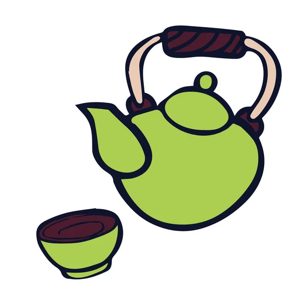 Cartoon Teapot Cup — Stock Vector