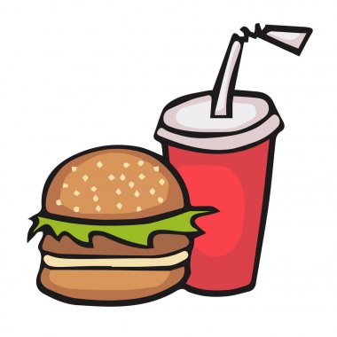 çizgi film hızlı yiyecek içecek ve hamburger