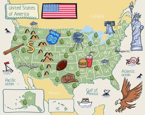 Karikatür harita Amerika Birleşik Devletleri