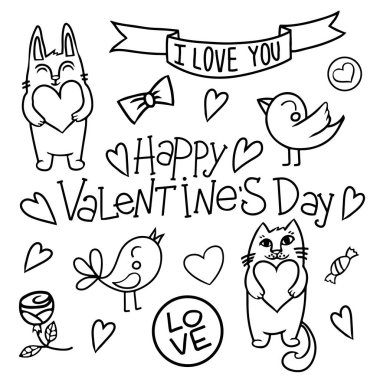 Çizgi film vektör seamless modeli. Sevgililer günün kutlu olsun!