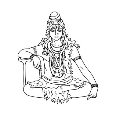Çizgi film Lord Shiva meditasyon oturan doodle.