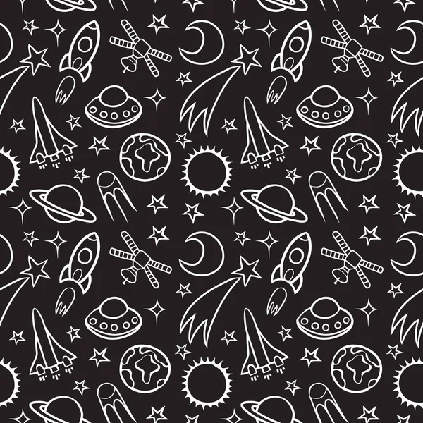 Cartoon Doodle Space Seamless Pattern Background — Stock Vector