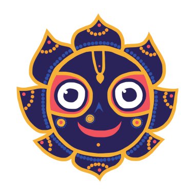 Çizgi film vektör Hint tanrıları. Jagannatha. Beyaz arka plan üzerinde izole. Yazdırma t-shirt veya tebrik kartı için.