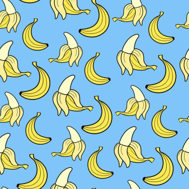 çizgi film doodle muz Dikişsiz desen arka plan