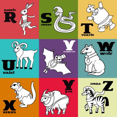 Bölüm çizgi film doodle hayvanlar alfabesinde.