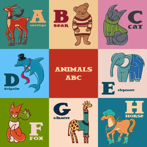 卡通涂鸦动物 长颈鹿 动物的部分字母 — 图库矢量图片